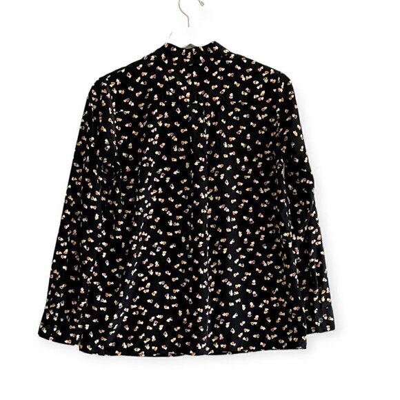 Uniqlo Black Heart print tie neck blouse, size XS - Picture 2 of 10